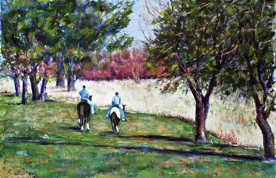 Riding in Valley Forge Pastel by Joyce Guariglia