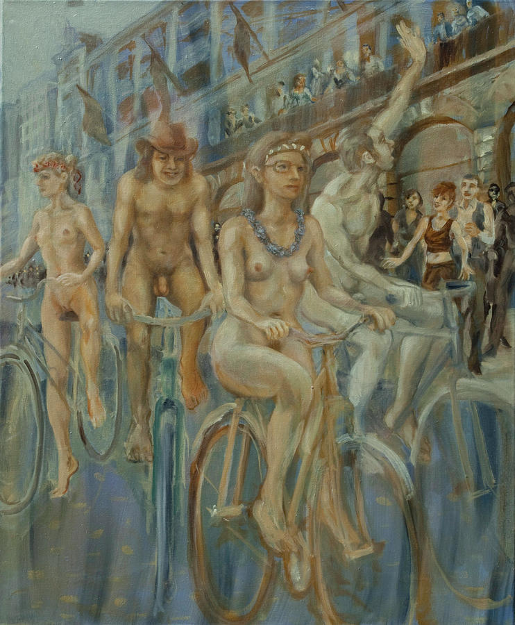 Riding passed Le Meridien in June Painting by Peregrine Roskilly