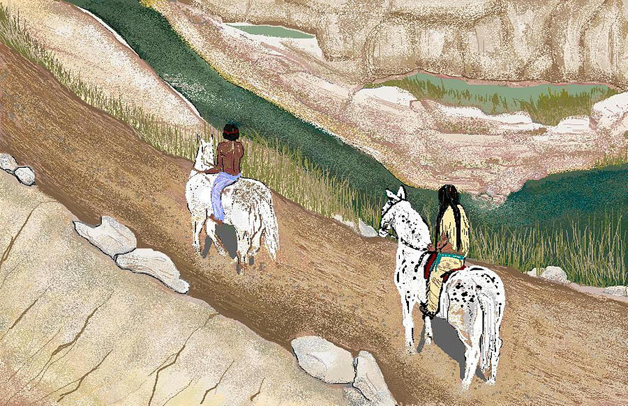 Horse Digital Art - Riding the Ridge by Carole Boyd