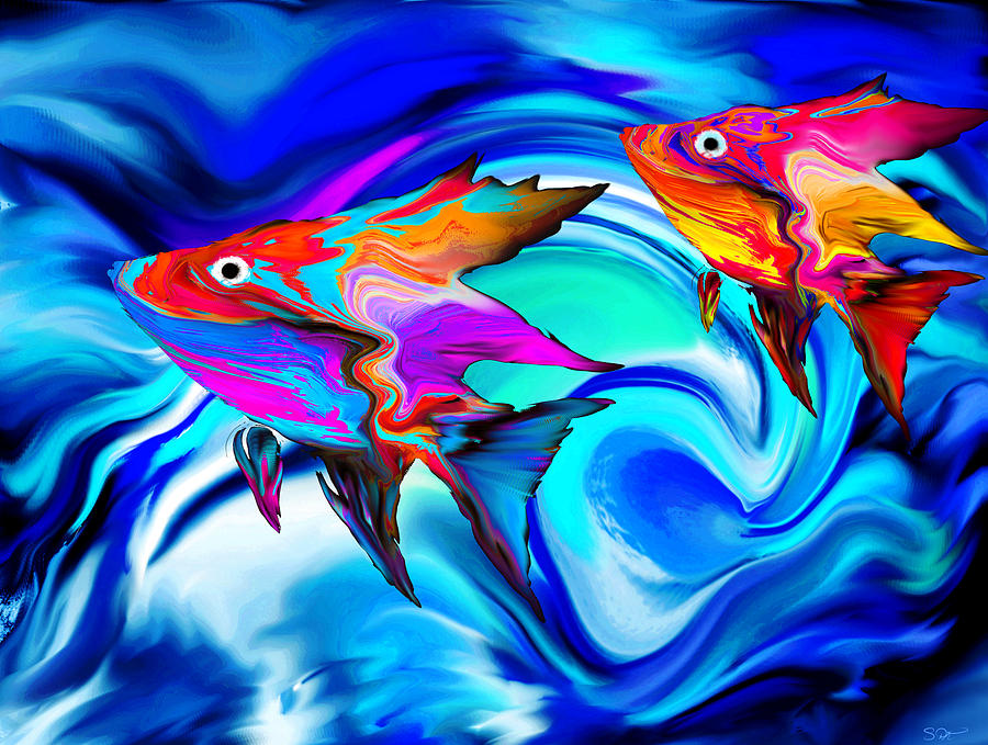 Riding the Waves Digital Art by Abstract Angel Artist Stephen K