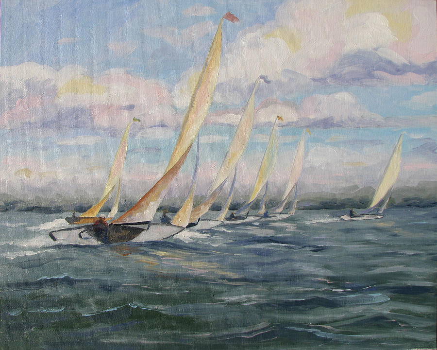 Boat Painting - Riding the Waves by Jay Johnson