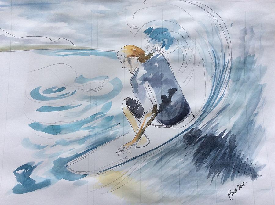 Riding the Waves  Painting by Maxie Absell