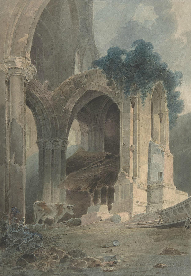 Rievaulx Abbey, Yorkshire Drawing by John Sell Cotman