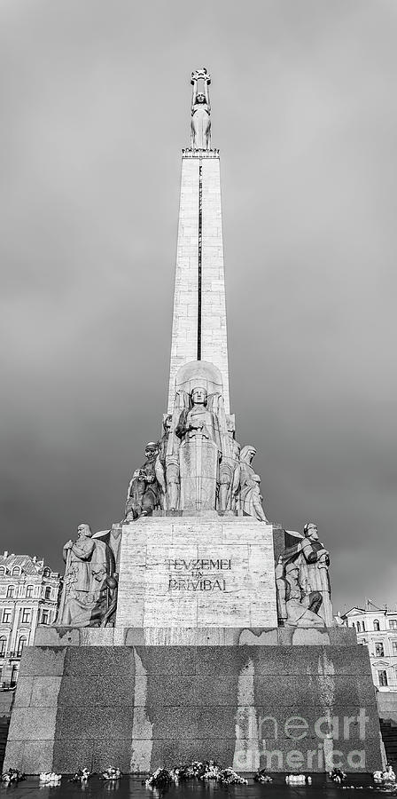 Riga Freedom Monument Monochromatic Photograph by Antony McAulay