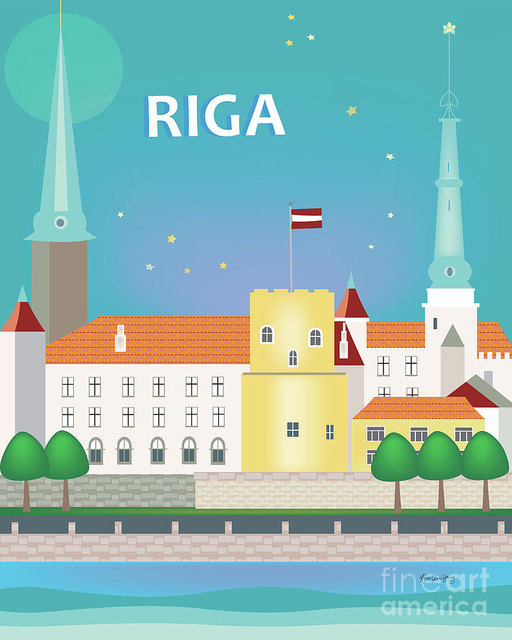 Riga, Latvia Vertical Skyline Digital Art by Karen Young Pixels