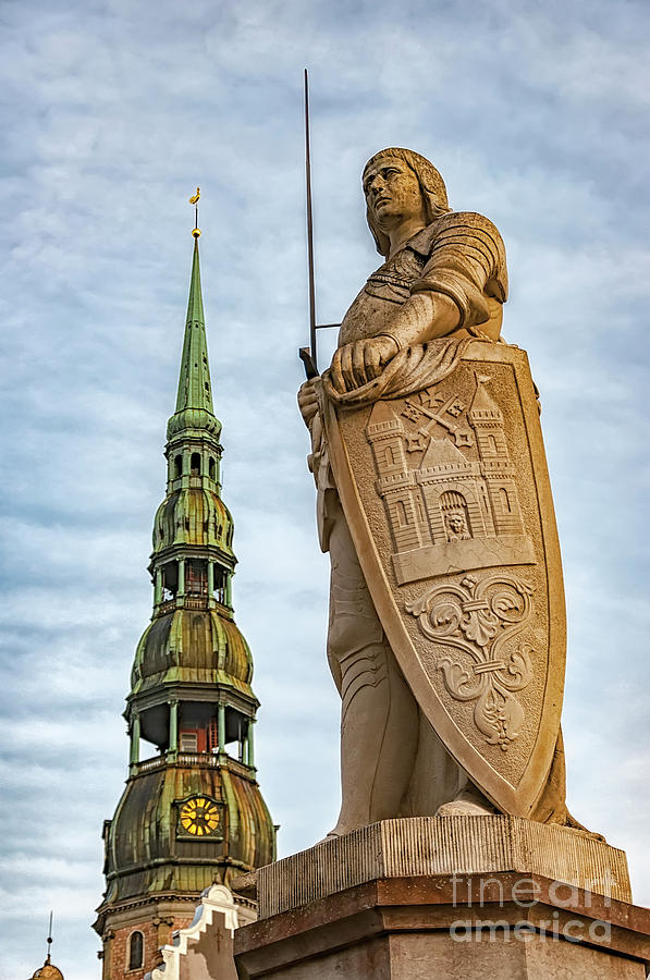  Riga Saint Roland Statue Photograph by Antony McAulay