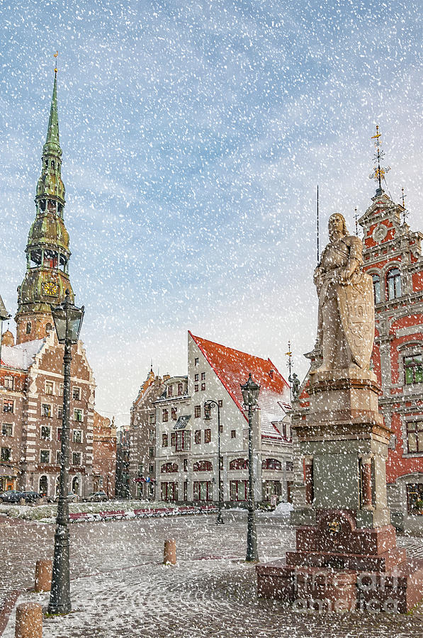  Riga Snow Starts Falling Photograph by Antony McAulay