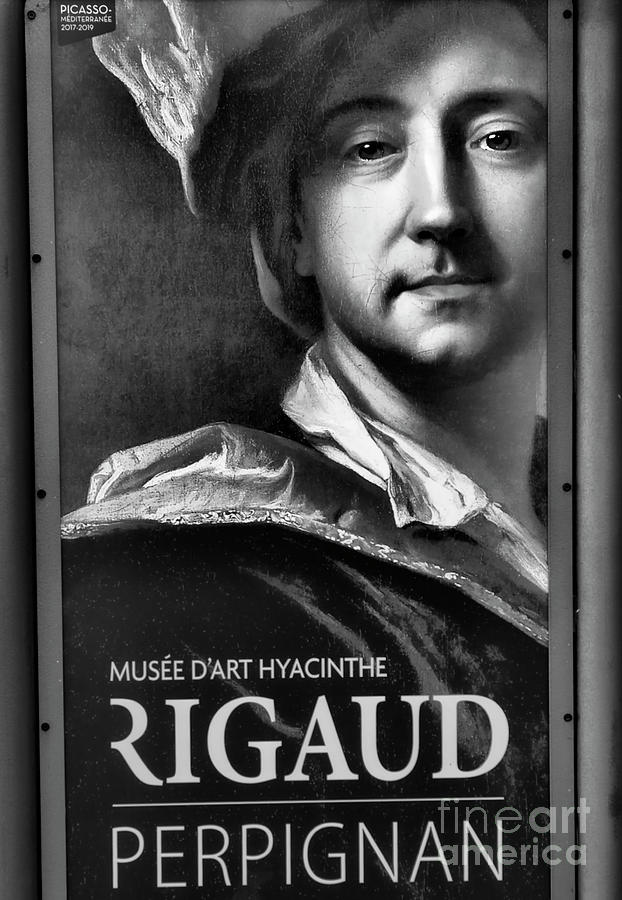 Rigaud Ad Banner Perpignan France Up Close BW Photograph by Chuck Kuhn