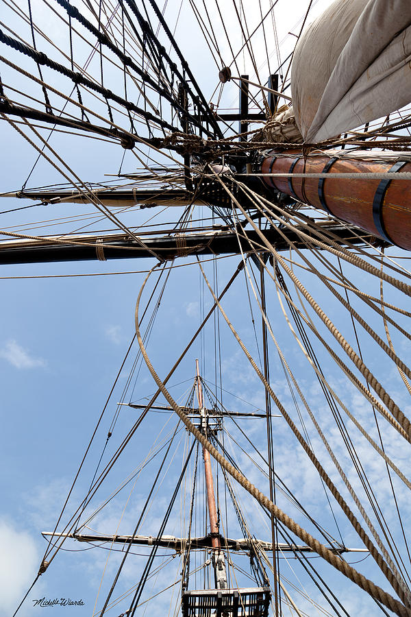 Rope Photograph - Rigging Aboard the HMS Bounty by Michelle Constantine