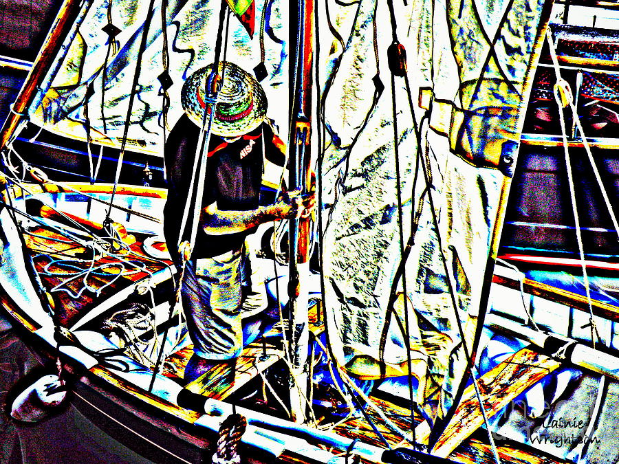 Rigging His Boat Photograph by Lainie Wrightson