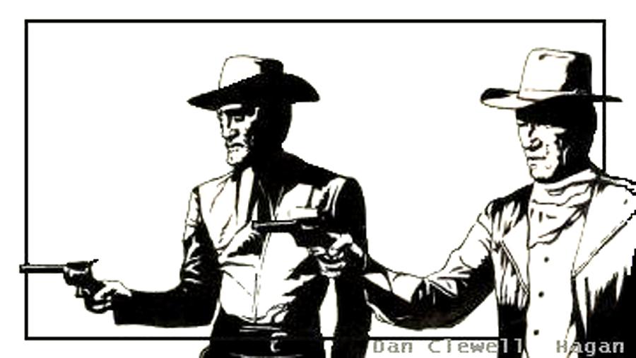John Wayne Drawing - Right Handed Justice by Dan Clewell
