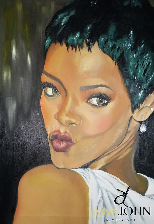 Rihanna Painting - Rihanna Kiss by Zalika Ledeatte- Williams