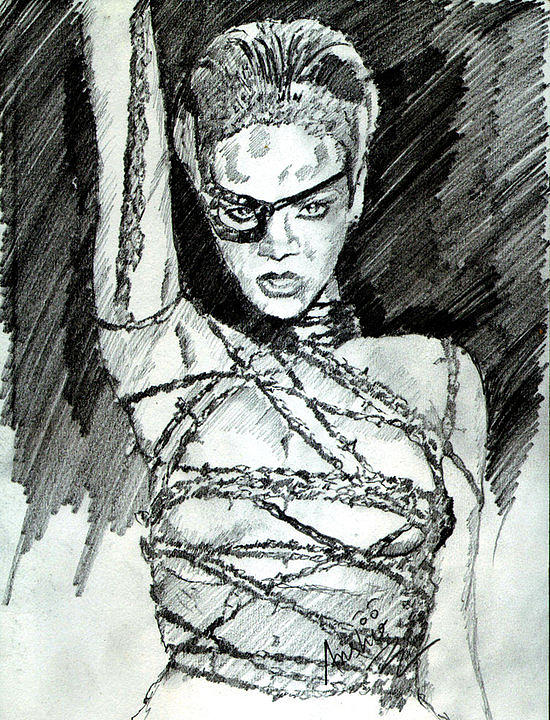 Celebrity Drawing - Rihanna RUSSIAN ROULETTE by Anshu Kaulitz