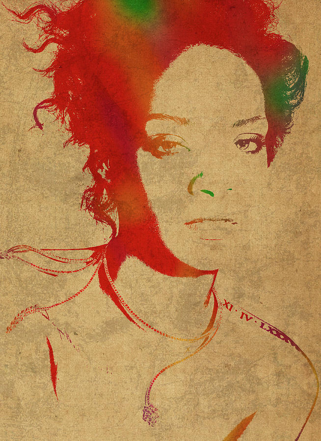 Rihanna Mixed Media - Rihanna Watercolor Portrait by Design Turnpike
