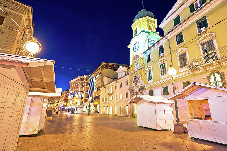 Rijeka main square Korzo evening view Photograph by Brch Photography