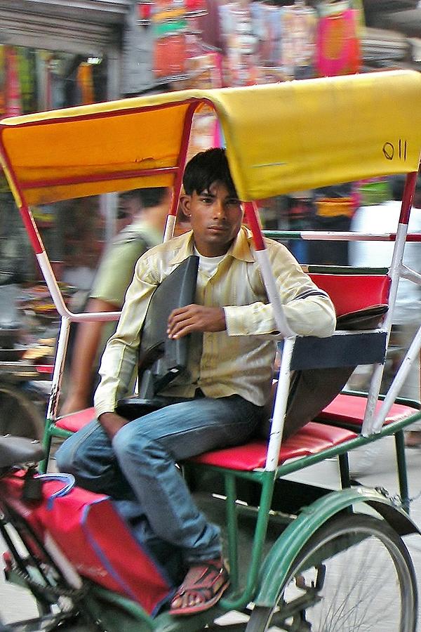 Rikshaw Rider - New Delhi India Photograph by Kim Bemis