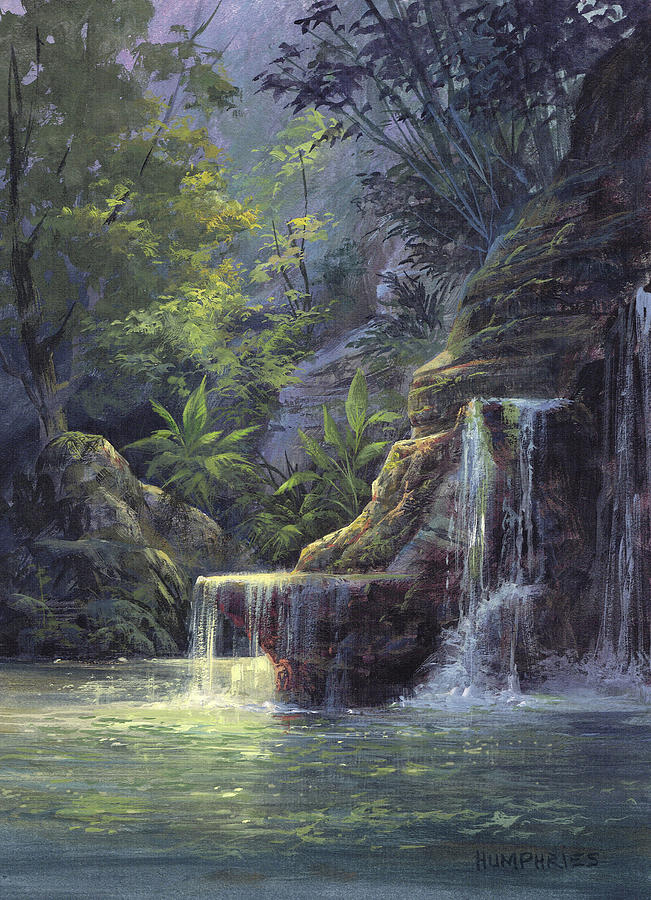 Rim Lit Falls Painting by Michael Humphries