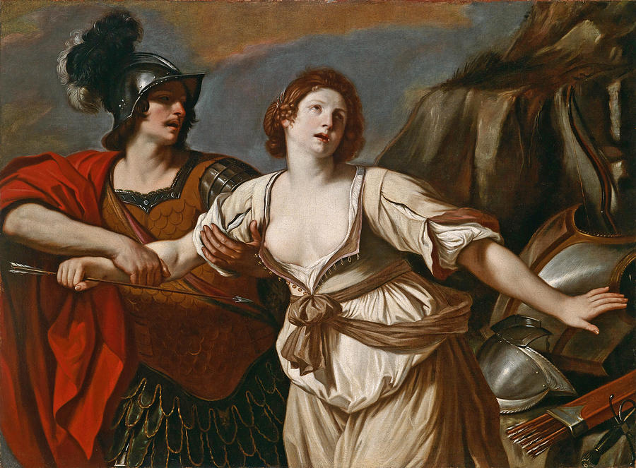 Rinaldo Restraining Armida from Wounding Herself with an Arrow Painting by Guercino