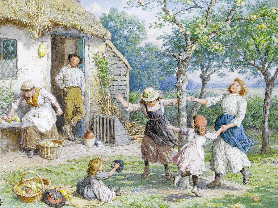 Ring a Ring a Roses Drawing by Myles Birket Foster