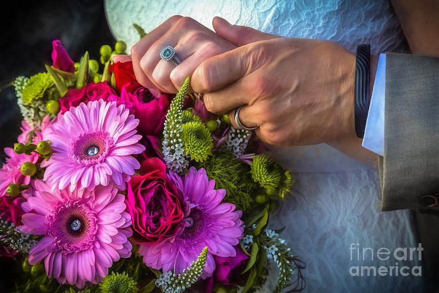Rings Hands and Flowers Photograph by Jon Burch Photography