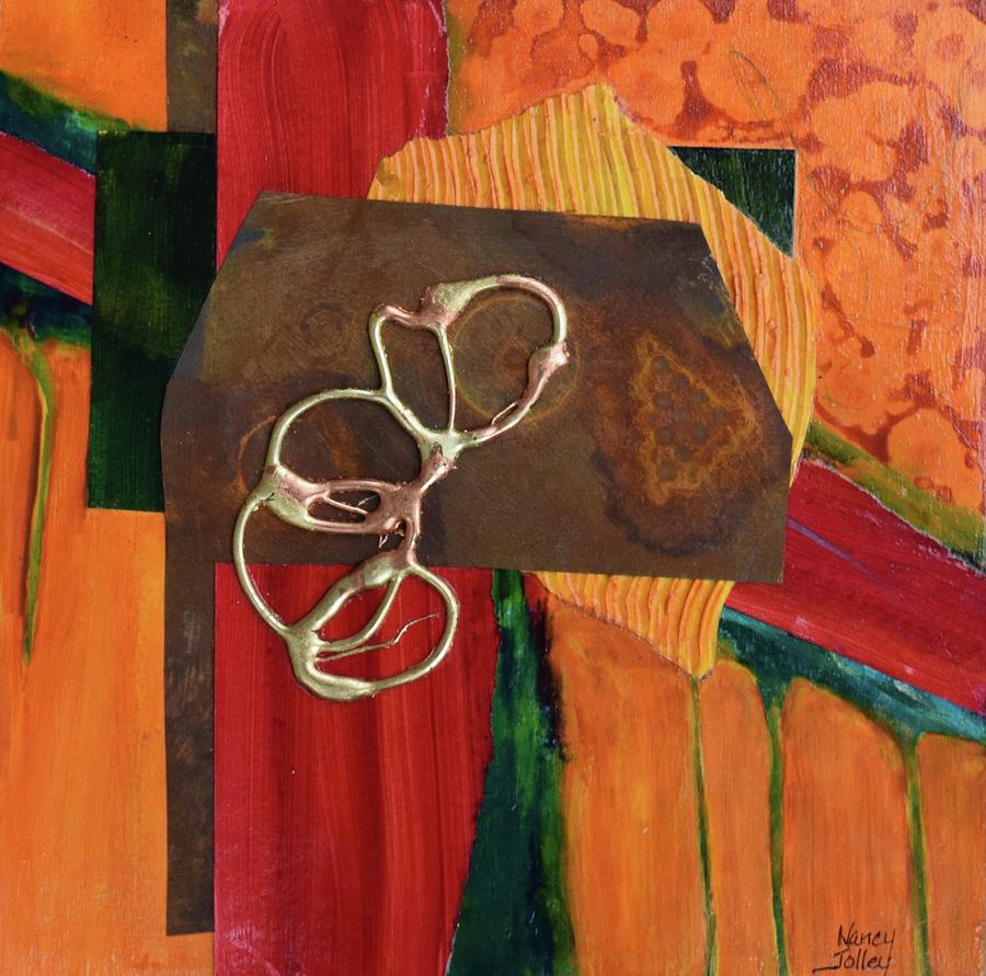 Abstract Painting - Rings of Gold by Nancy Jolley