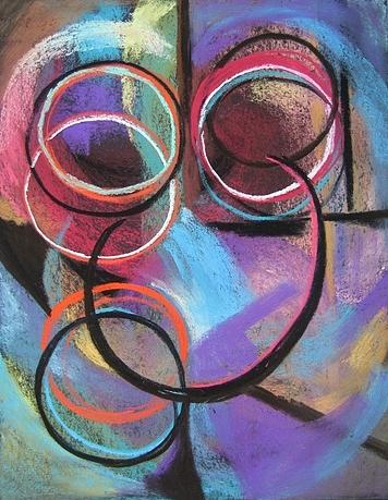 Abstract Painting - Rings by Vicki Brevell