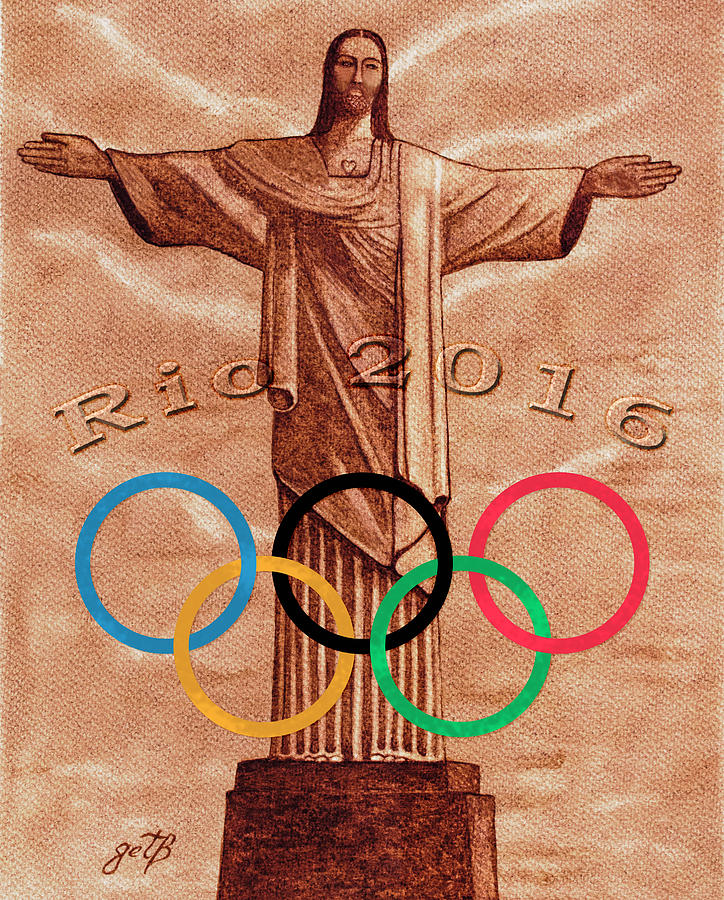 Rio 2016 Christ The Redeemer Statue artwork Painting by Georgeta Blanaru