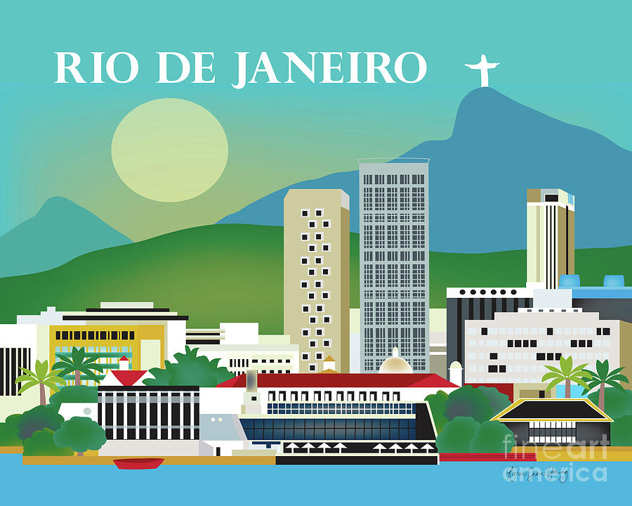 Rio de Janeiro Brazil Horizontal Skyline Digital Art by Karen Young ...