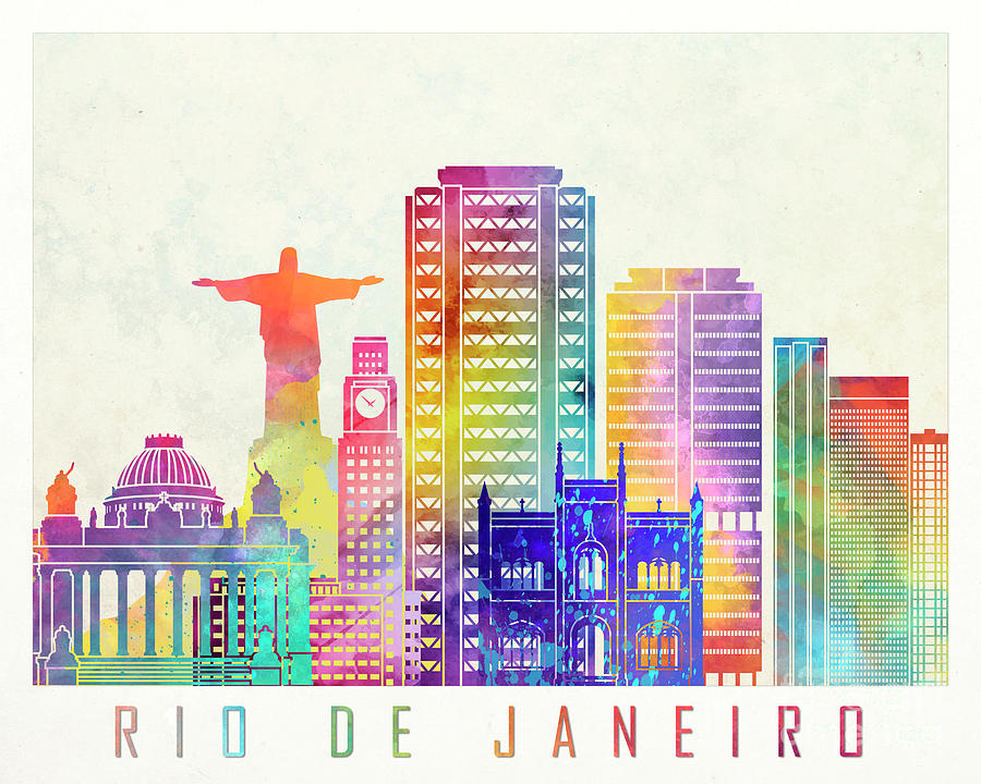 Rio de Janeiro landmarks watercolor poster Painting by Pablo Romero