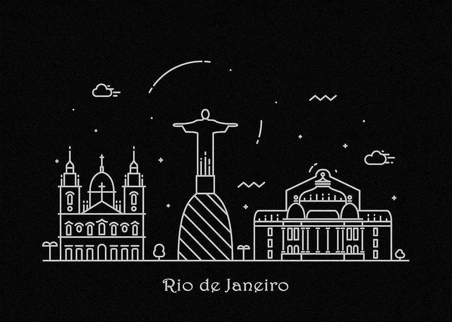 Rio de Janeiro Skyline Travel Poster Drawing by Inspirowl Design