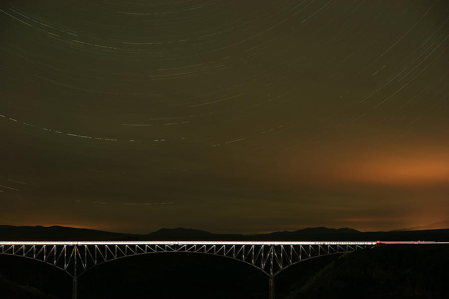 Rio Grande Gorge Bridge Illuminated By Flash During A New Moon Photograph By Mark Goebel