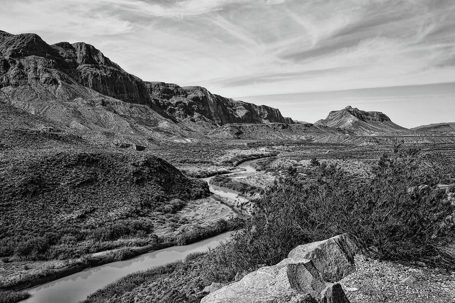 Rio Grande River 5 Black And White Photograph