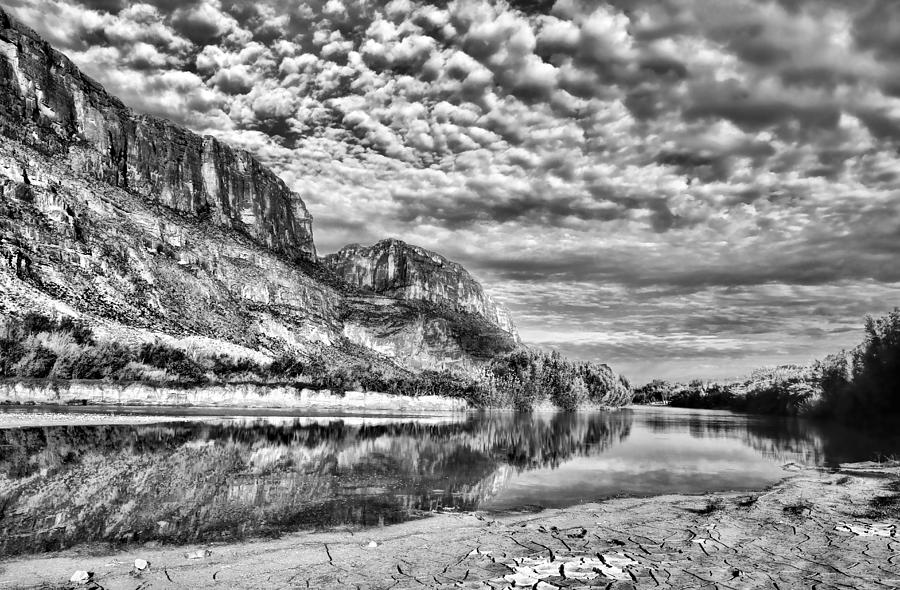 Rio Grande River Black and White Photograph by Judy Vincent
