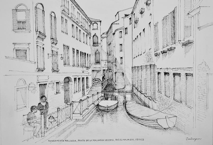 Rio San Maurizio Venice Drawing by Dai Wynn