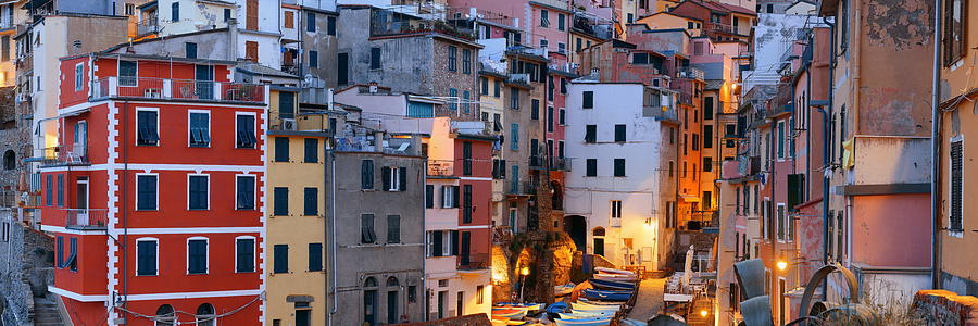 Riomaggiore buildings panorama in Cinque Terre  Photograph by Songquan Deng