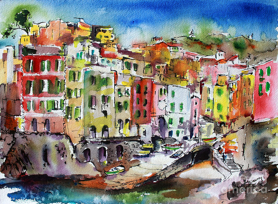 Riomaggiore Cinque Terre Painting by Ginette Callaway