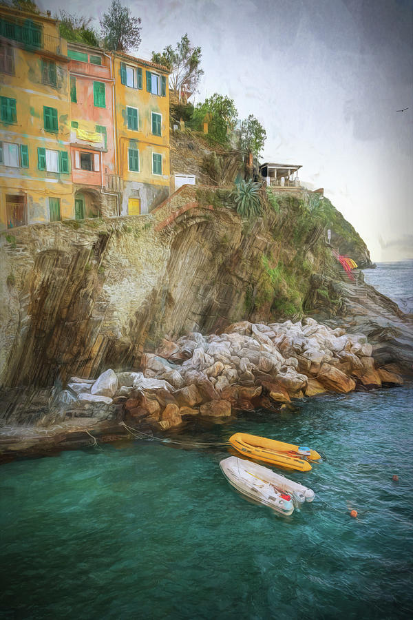 Riomaggiore Cinque Terre Italy Morning Painterly Photograph by Joan Carroll