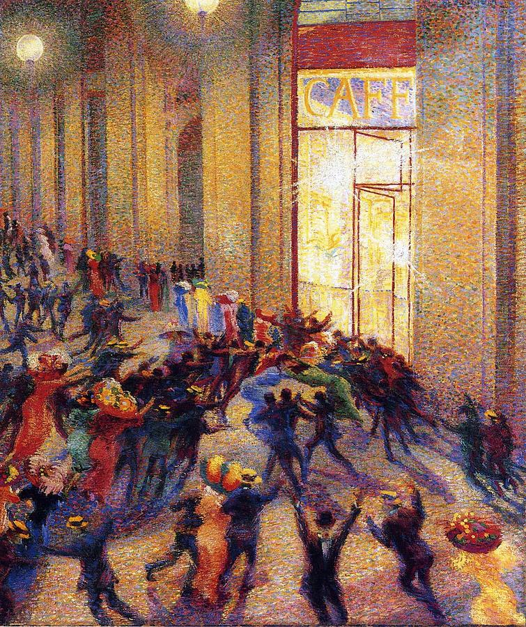 Riot in the Galleria Umberto Boccioni Painting by MotionAge Designs