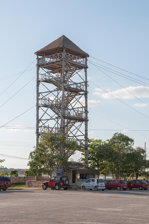 Rip Line Tower at Coba Village Digital Art by Carol Ailles
