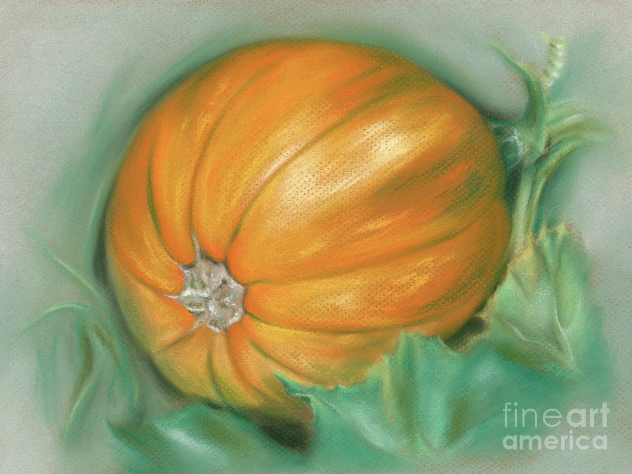 Pumpkin Painting - Ripening Pumpkin on the Vine by MM Anderson