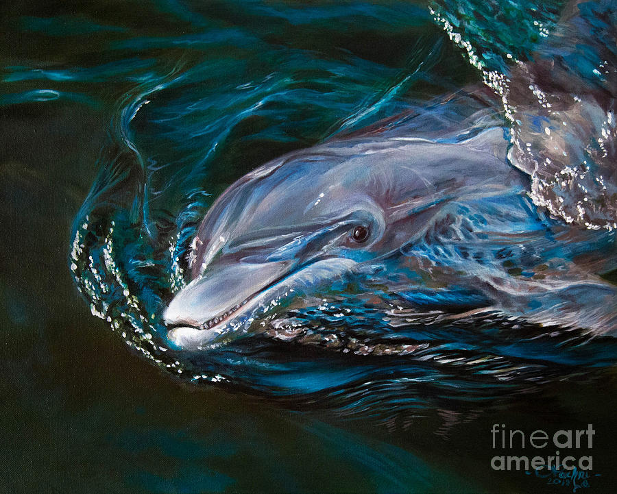Dolphin Painting - Ripple by Lachri