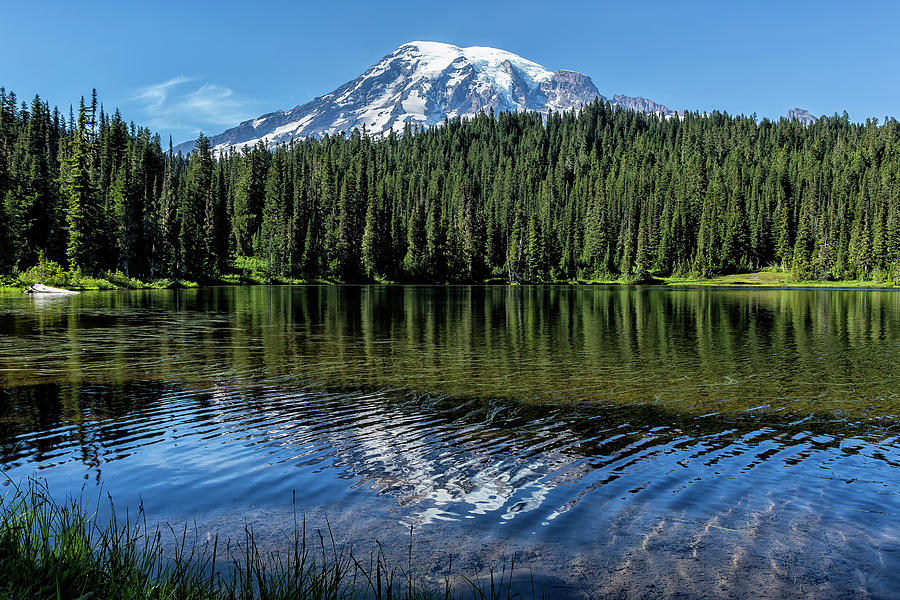 Ripples and Reflection, Mt Rainier  Photograph by Belinda Greb