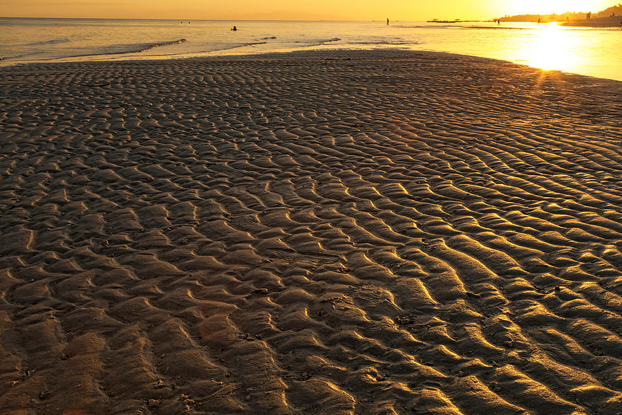 Ripples In The Sand Low Tide Golden Sunset Photograph