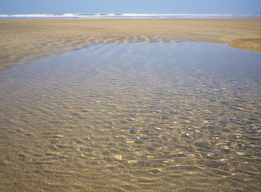 Golden Ripples On A Beach Cornwall Photograph by Richard Brookes