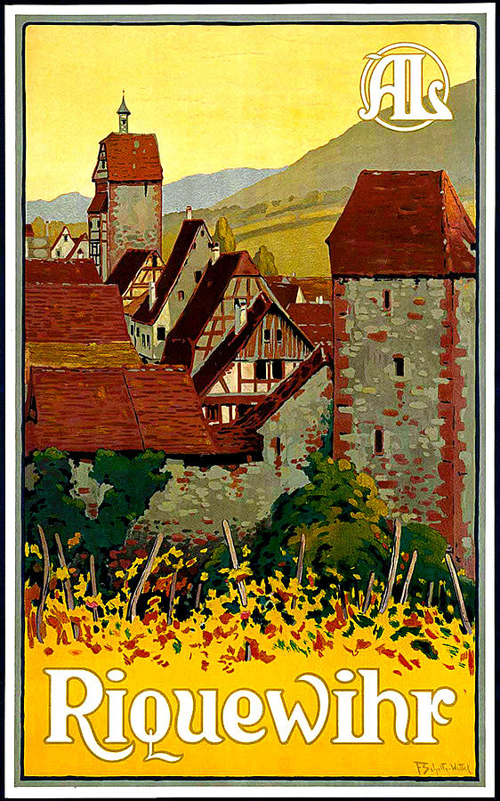 Riquewihr, Alsace, France, travel poster Painting by Long Shot