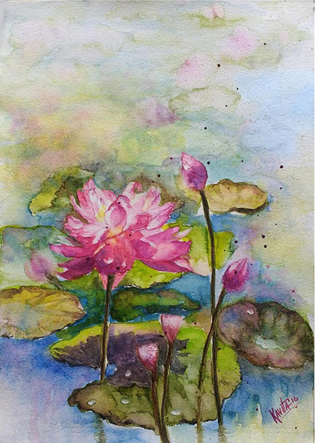 Lotus Painting - Rise and shine by Kavita Vardhan