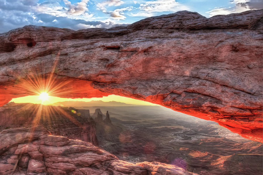 Nature Photograph - Rise and Shine - Mesa Arch Canyonlands National Park Utah by Gregory Ballos