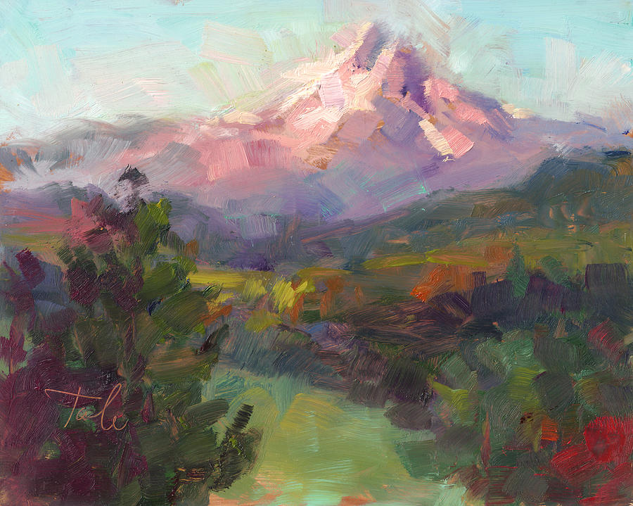 Landscape Painting - Rise and Shine - Mt. Hood by Talya Johnson