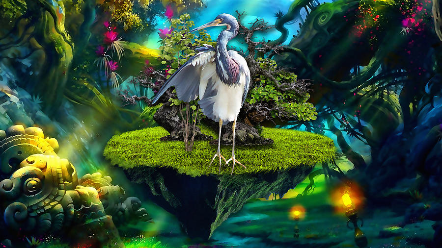 Heron Mixed Media - Rise Up by Marvin Blaine