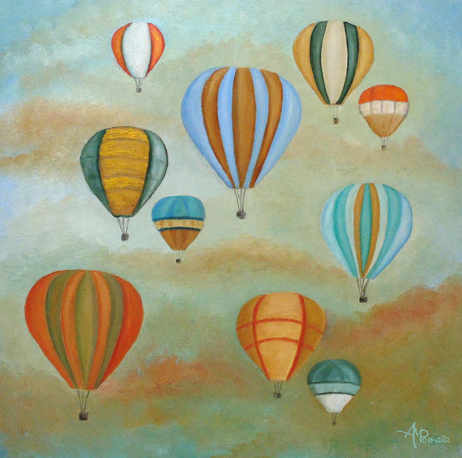 Balloons Painting - Rising High by Angeles M Pomata